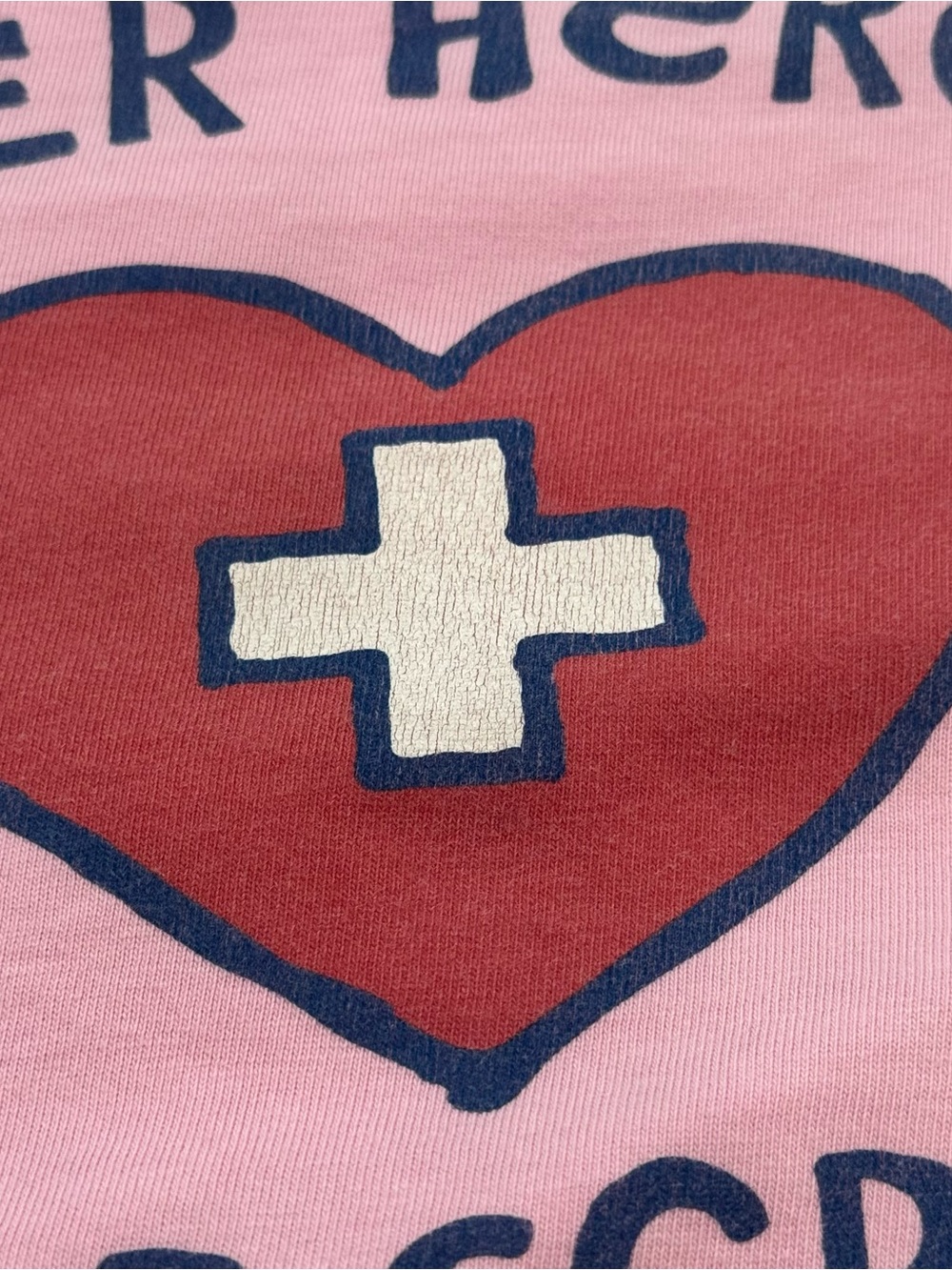 Life is Good Pink Super Heroes Wear Scrubs V-Neck T-Shirt Women’s Size X-Large - Picture 7 of 9